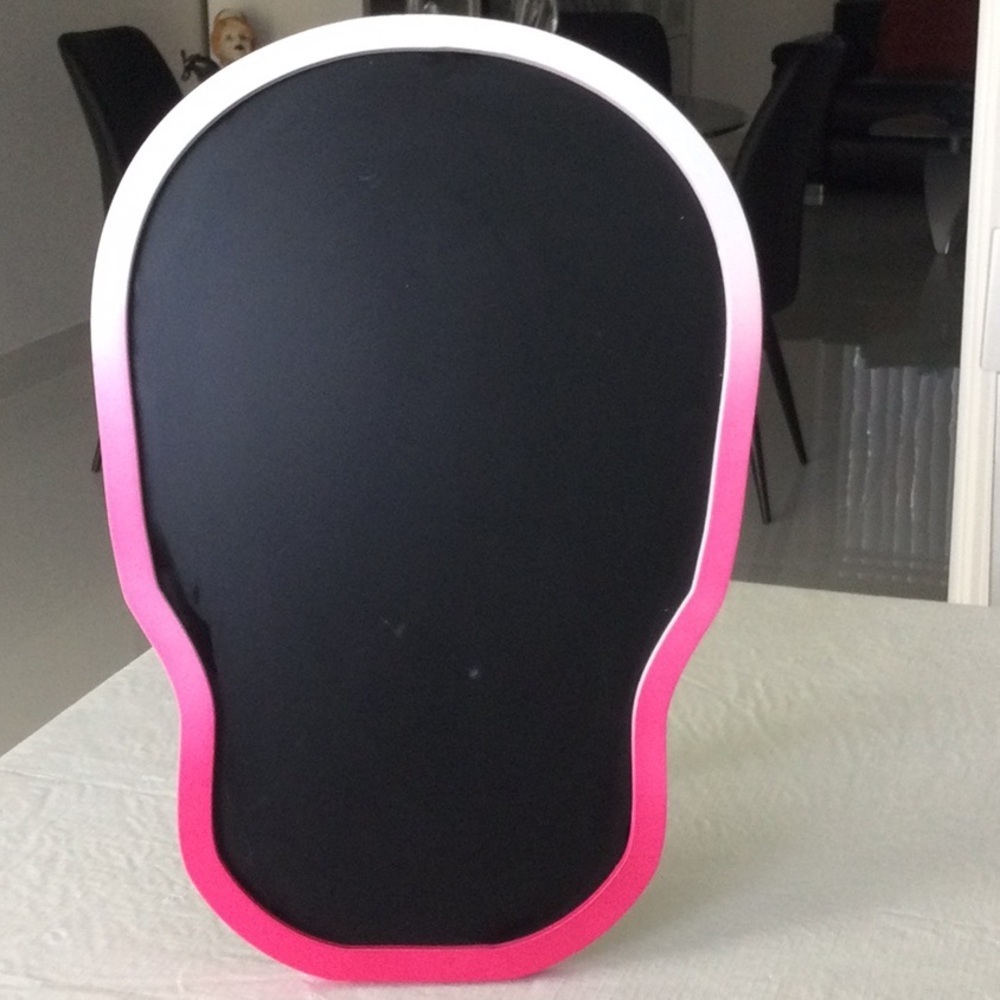 Pink and Black Skull-Shaped Chalkboard. New